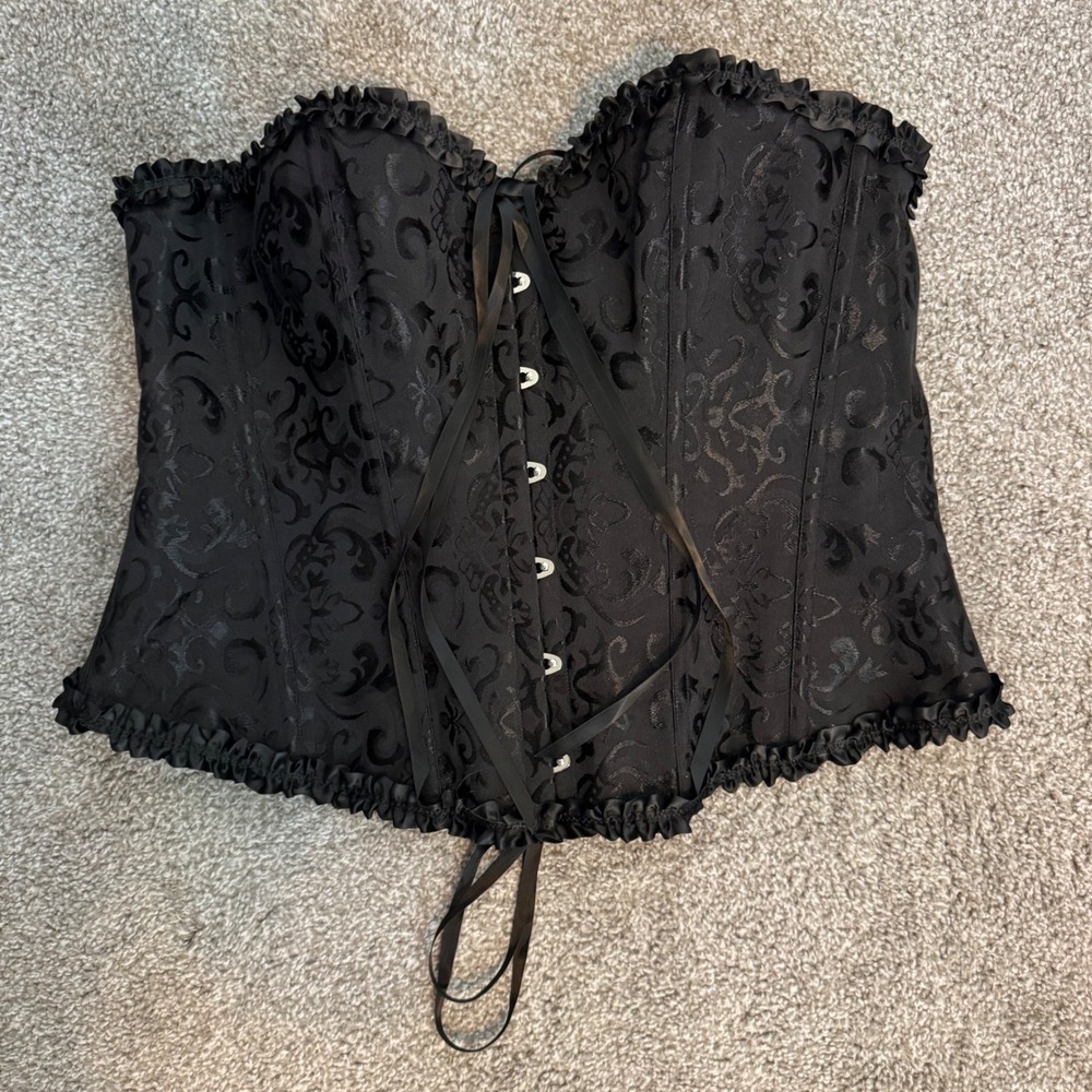 Gothic Coquette Brocade Corset Top 4XL Black